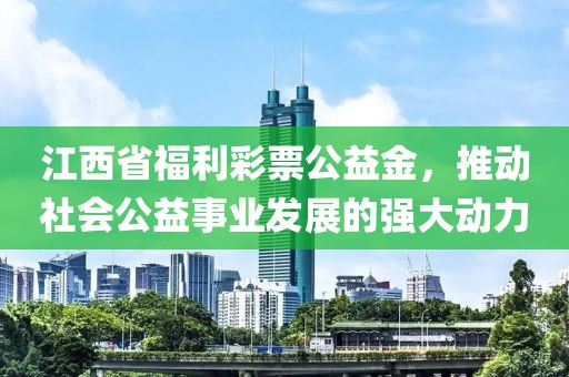 江西省福利彩票公益金，推动社会公益事业发展的强大动力