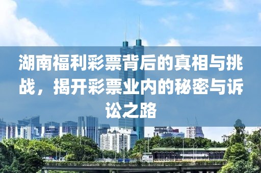 湖南福利彩票背后的真相与挑战，揭开彩票业内的秘密与诉讼之路