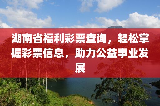 湖南省福利彩票查询，轻松掌握彩票信息，助力公益事业发展