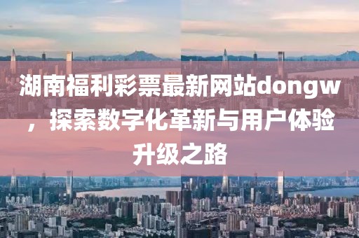 湖南福利彩票最新网站dongw，探索数字化革新与用户体验升级之路