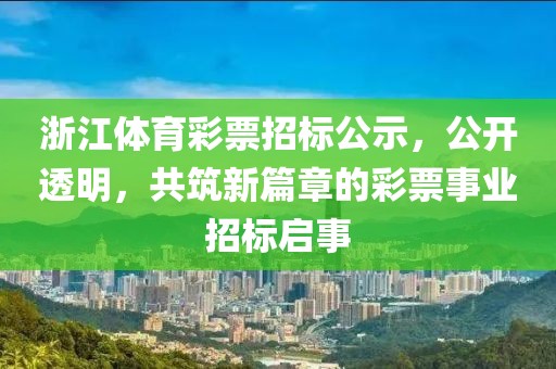 浙江体育彩票招标公示，公开透明，共筑新篇章的彩票事业招标启事